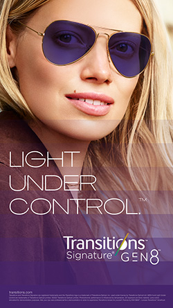 Transitions Signature Gen8 Amethyst lenses in activated state